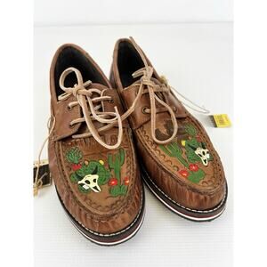 Womens Roper 11 Desert Theme Painted Shoes With Bull Skull And Cactus Painting